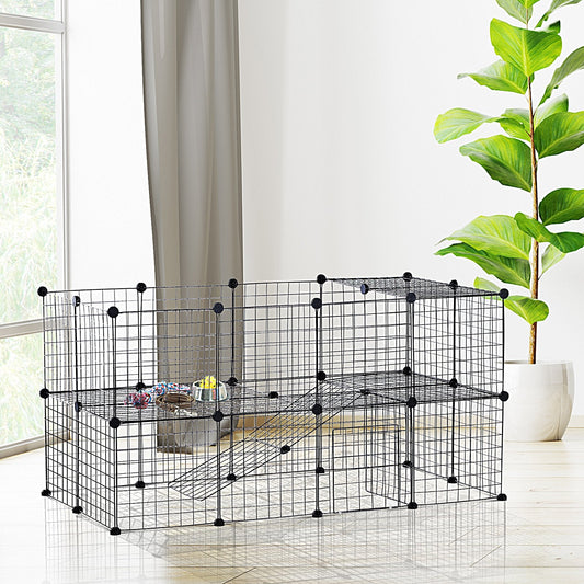 Small Animal Playpen with Mallet, Connectors and Cable Ties Metal Mesh 36 pcs