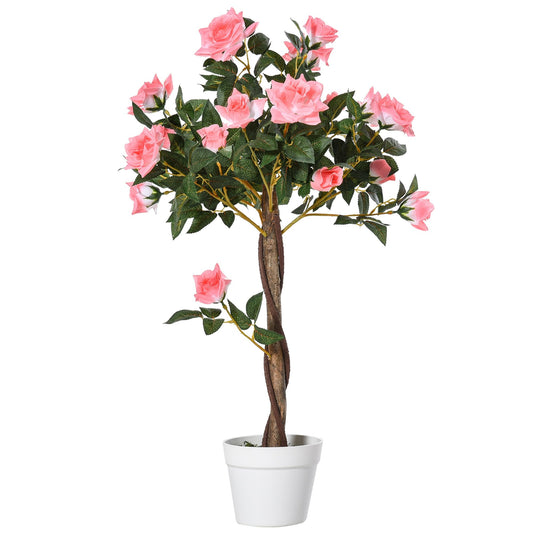 Artificial Camellia Plant Realistic Fake Tree Potted Home Office 90cm Pink