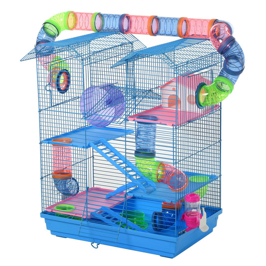 Hamster Metal 5-Tier Cage w/ Tunnels Blue