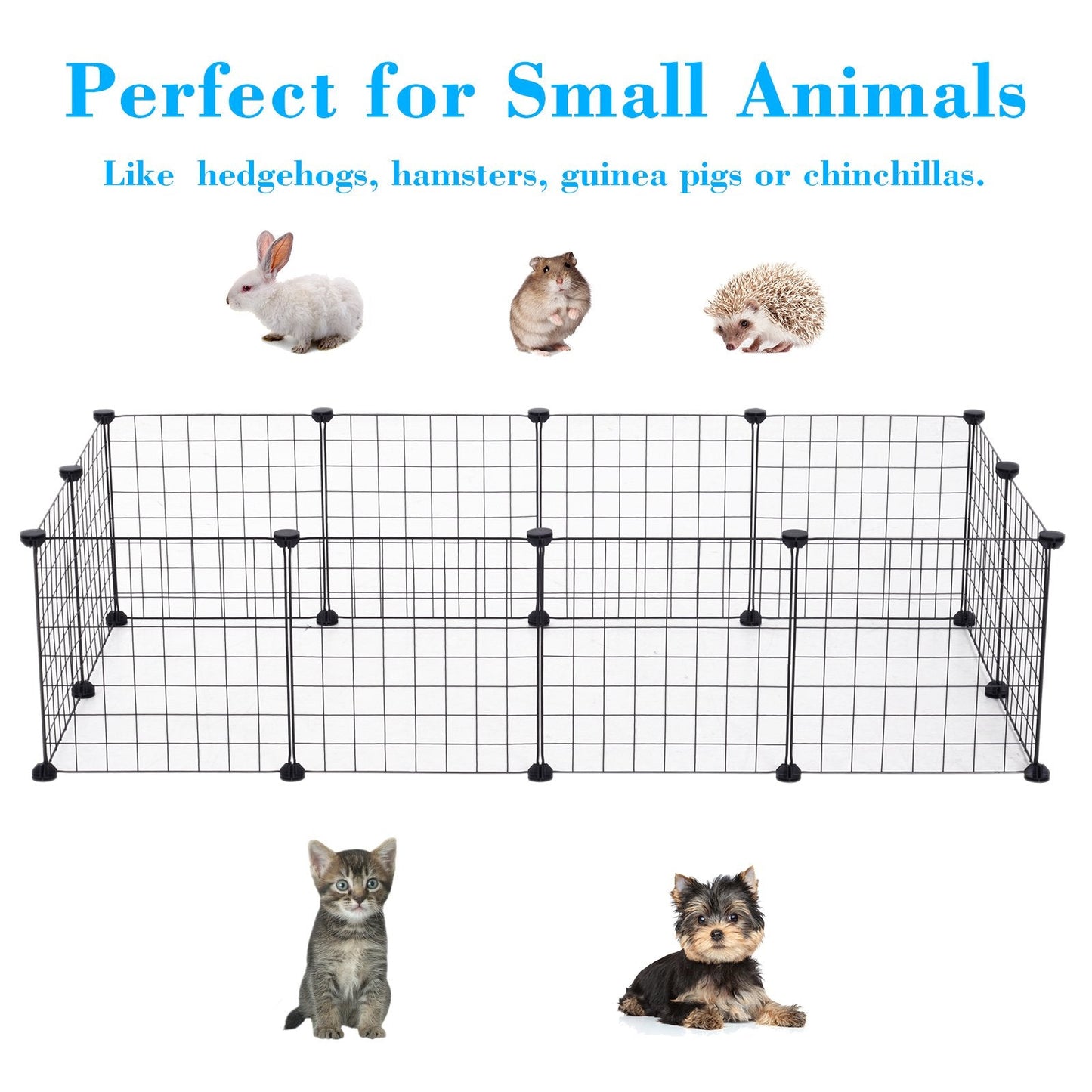 Modular Pet Playpen Metal Wire, 106Lx73Wx36Hcm-Black
