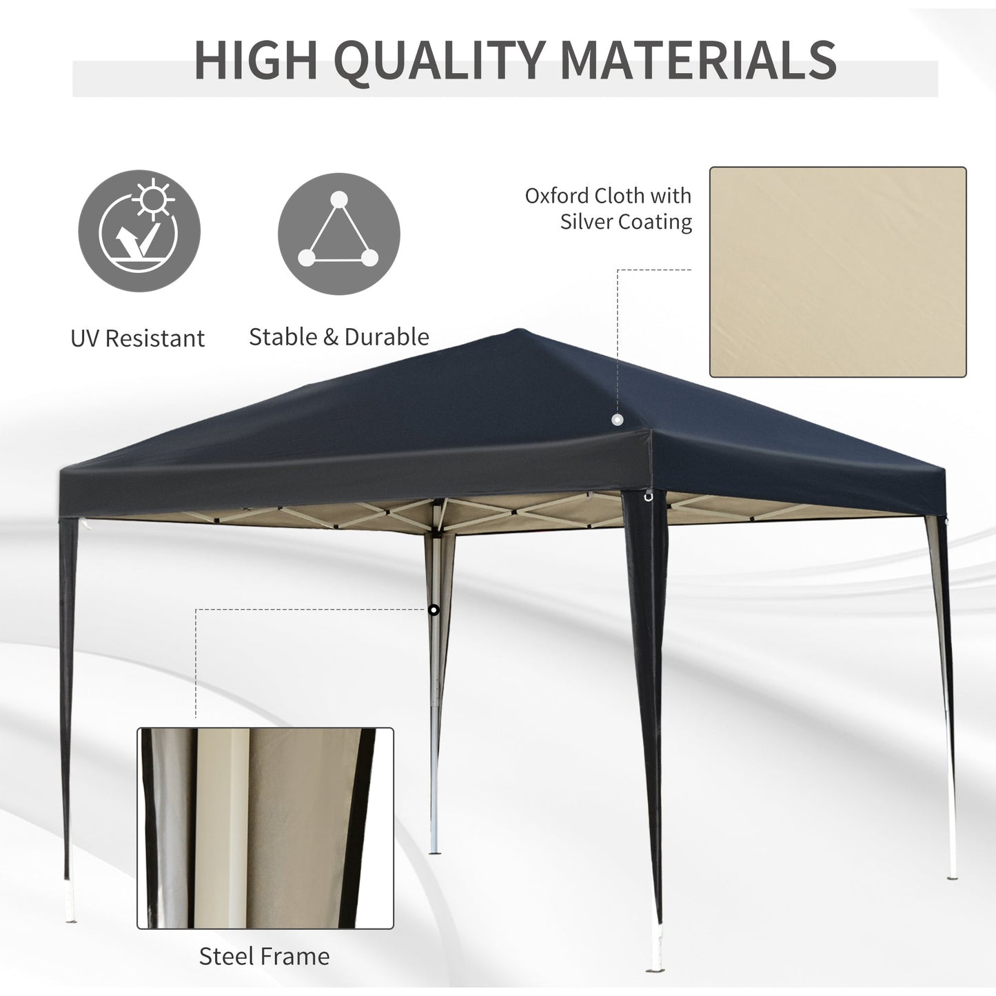 3 x 3 meter Garden Heavy Duty Pop Up Gazebo Marquee Party Tent Folding Wedding Canopy-Black