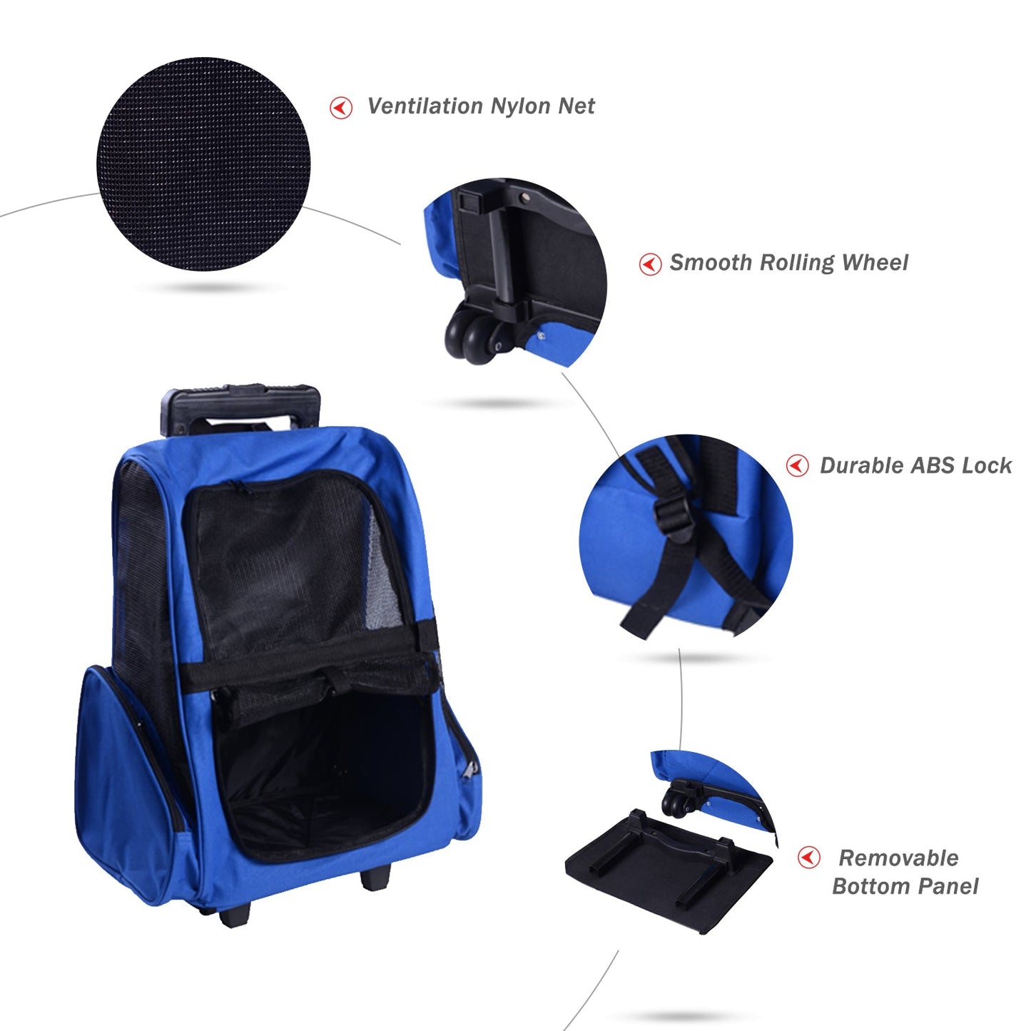 Pet Travel Stroller, Steel Wire Frame-Blue