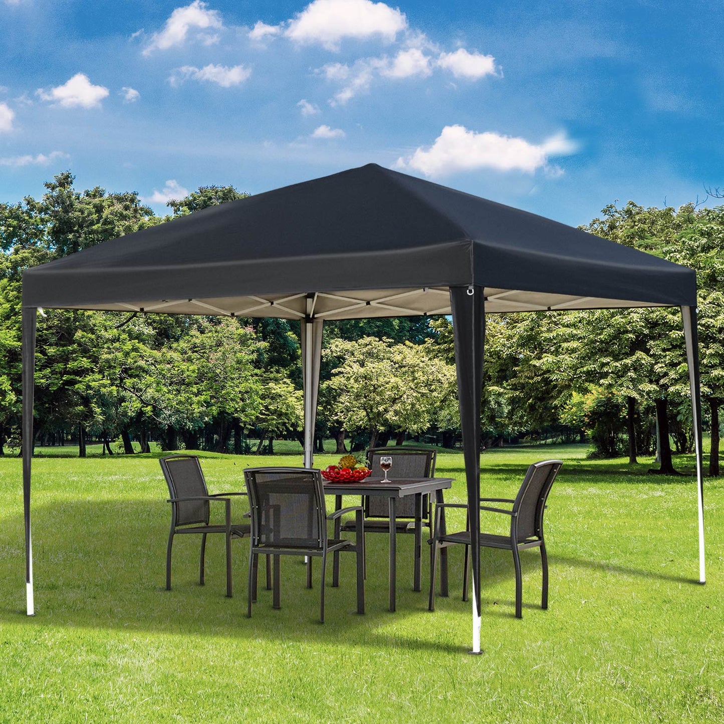 3 x 3 meter Garden Heavy Duty Pop Up Gazebo Marquee Party Tent Folding Wedding Canopy-Black