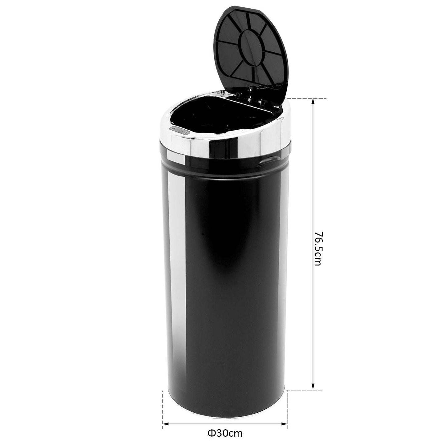 42L Stainless Steel Sensor Trash Can W/ Bucket-Black