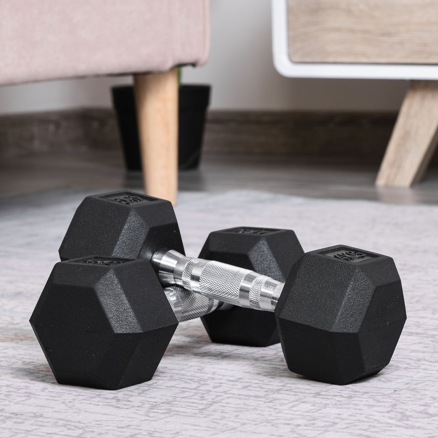 2x4kg Rubber Dumbbell Sports Hex Weights Sets Home Gym Fitness Dumbbell Kit