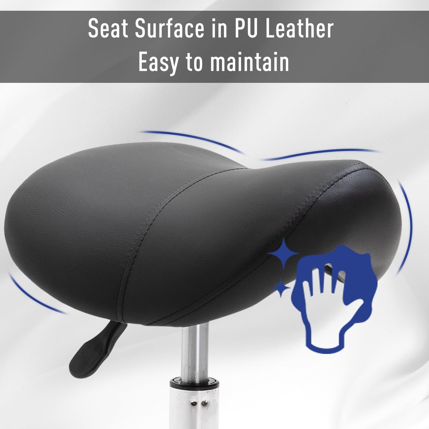 PU Leather Height Adjustable Swivel Salon Stool Black