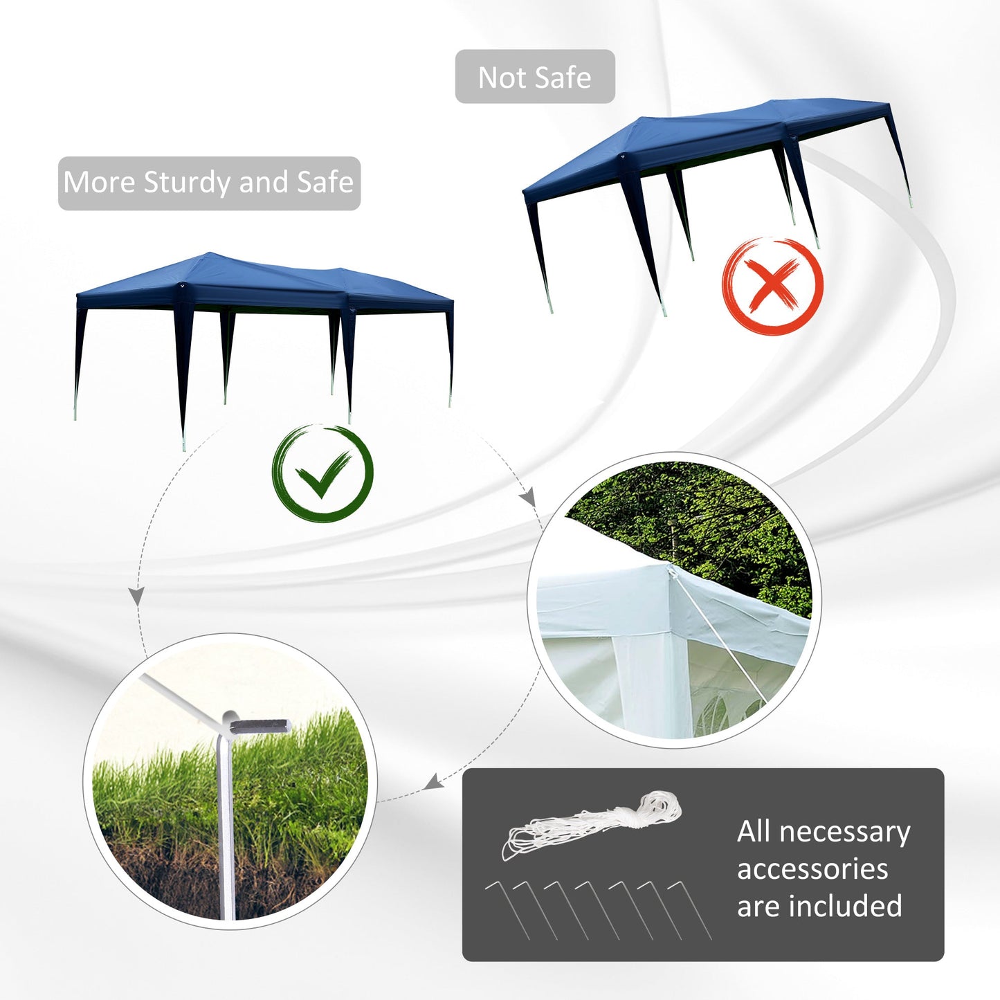 3 x 6m Garden Heavy Duty Water Resistant Pop Up Gazebo Marquee Party Tent Wedding Canopy Awning-Blue