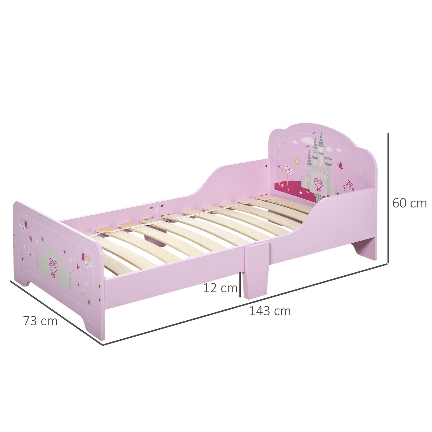 MDF Kids Castle Design Kids Single Bed Pink