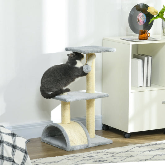 72cm Cat Tree with Scratching Post Pad for Indoor Cats Light Grey