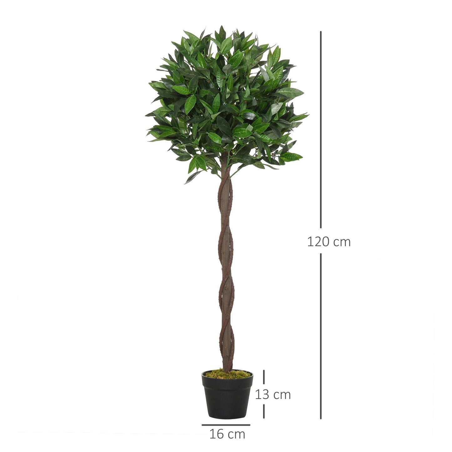 Set of 2 Artificial Topiary Bay Laurel Ball Trees in Pot Indoor Outdoor, 120cm