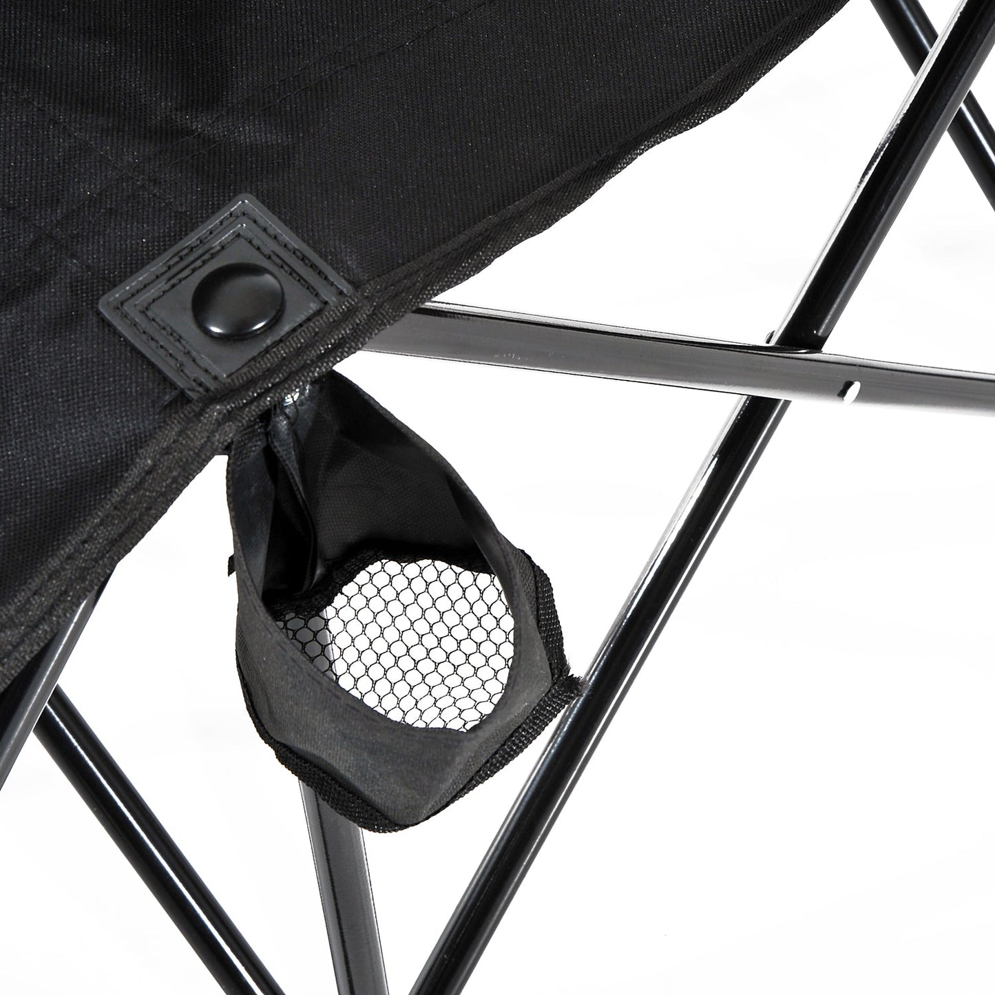 6 Seater Folding Sports Bench Outdoor Picnic Camping Portable Chair w/Cup Holder & Carry Bag - Black
