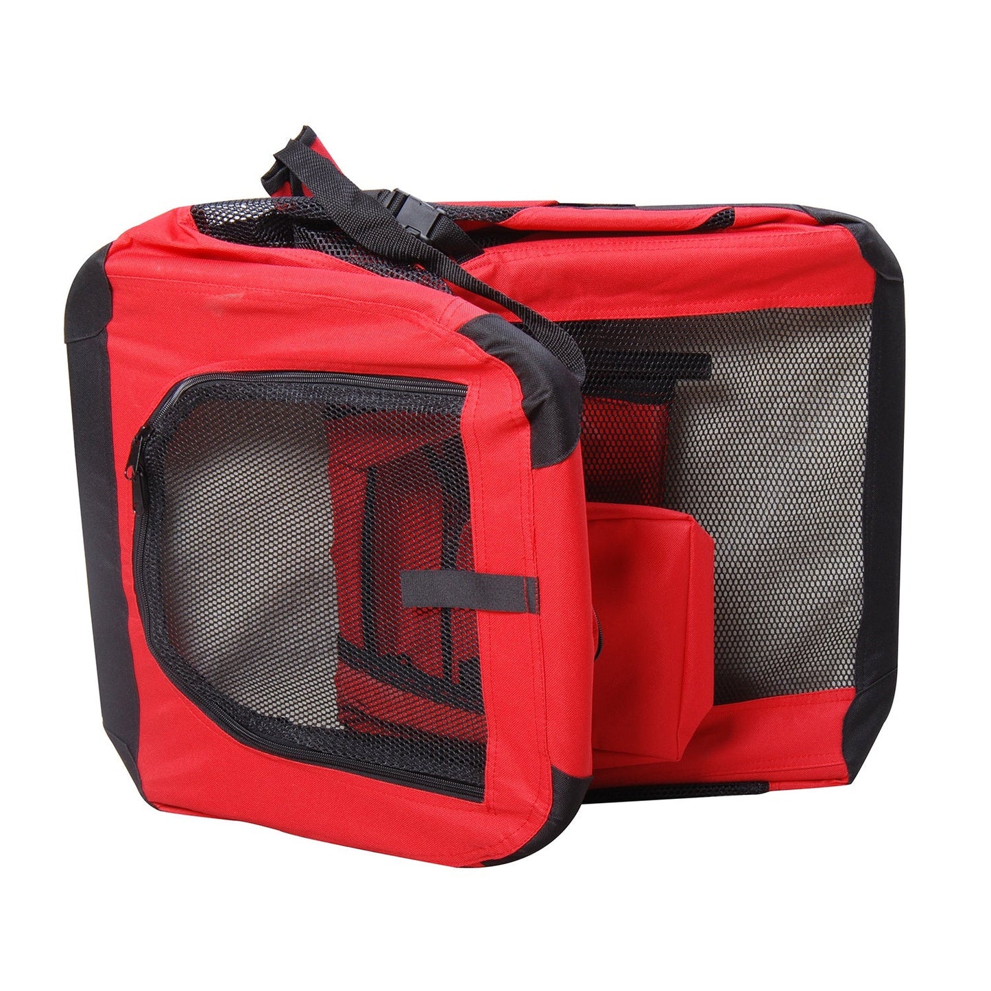 Small Pets PVC Oxford Cloth Travel Carrier w/ Mesh Windows Red