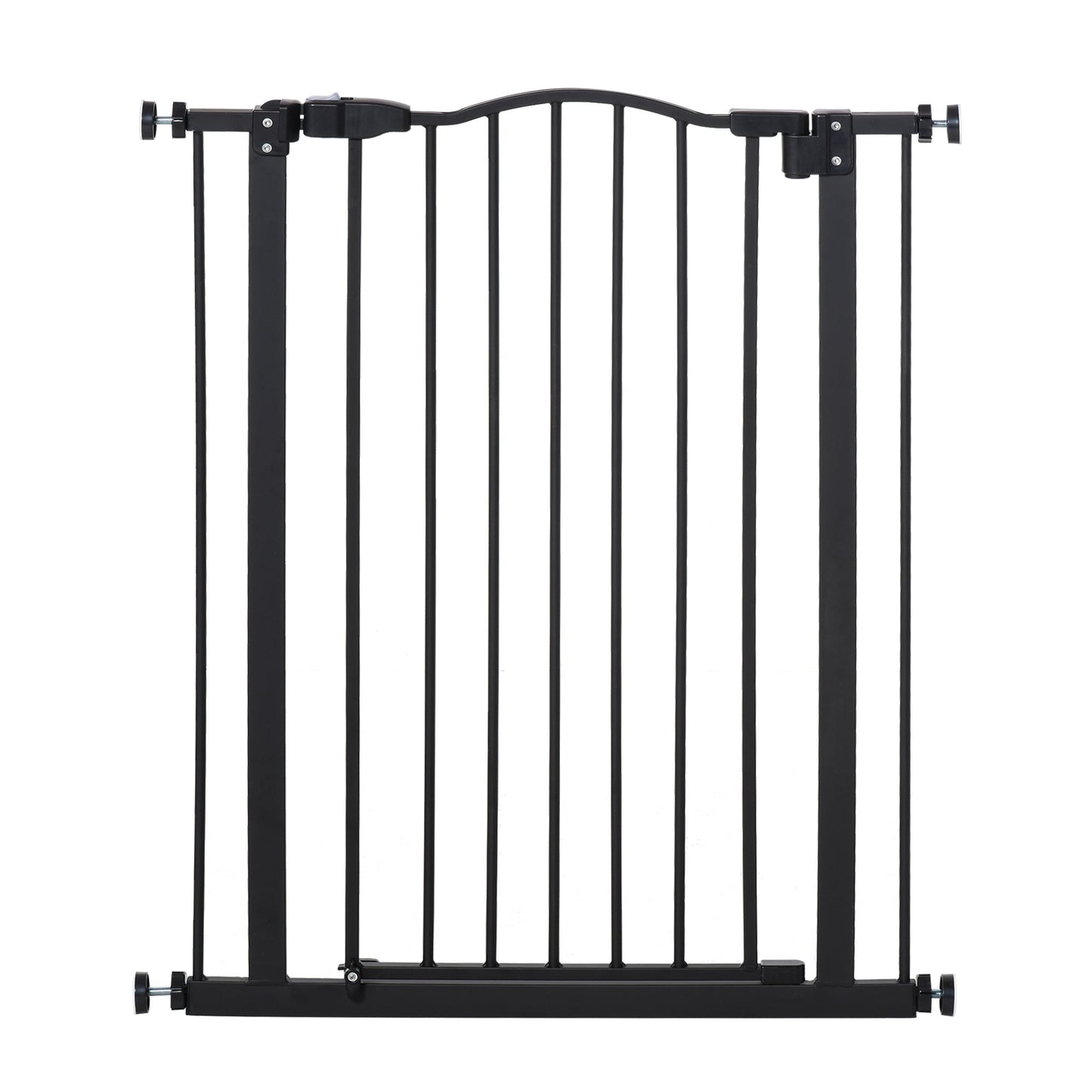 74-84cm Adjustable Metal Pet Gate Safety Barrier w/ Auto-Close Door Black