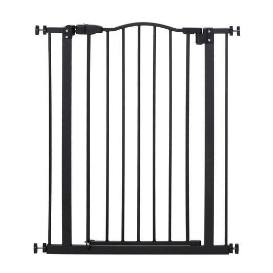 74-84cm Adjustable Metal Pet Gate Safety Barrier w/ Auto-Close Door Black