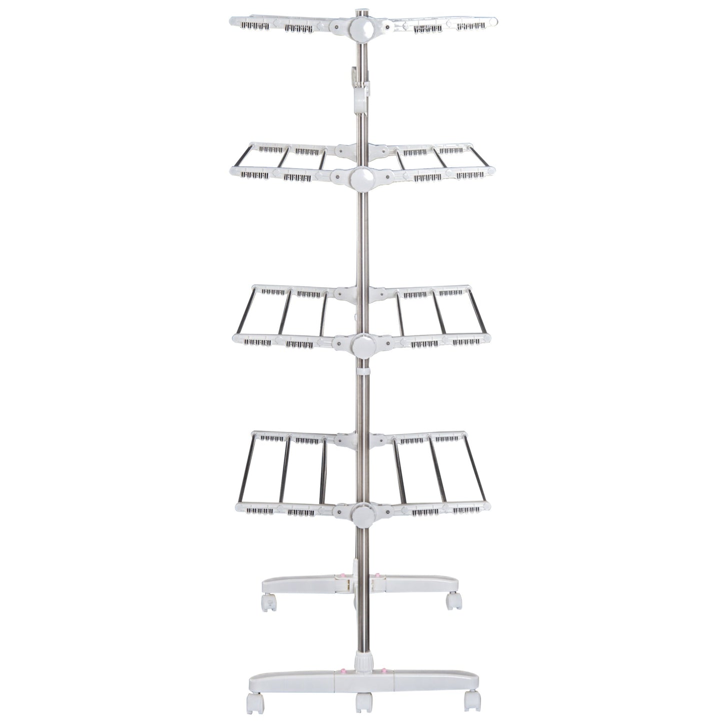 4 Layers Folding Cloth Hanger Stand-White/Silver