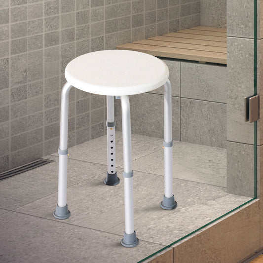 Adjustable Non-Slip Shower and Bath Stool, 32.5Wx41Dx35.5-54H cm-Cream White