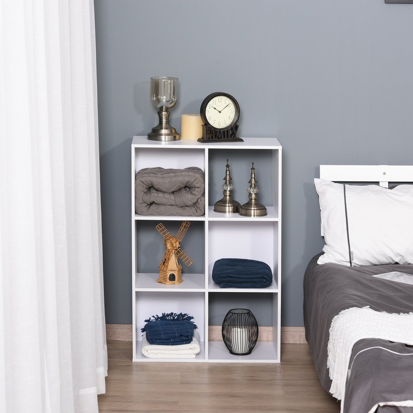 6 Cubes Shelving Cabinet, Particle Board-White