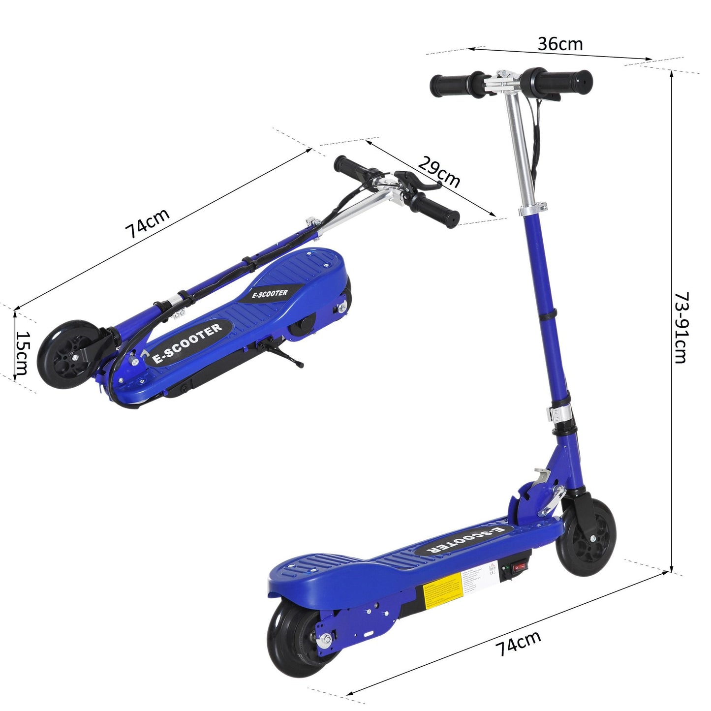 Folding Kids Electric Scooter Ride on Toy, Age 7-14-Blue/Black