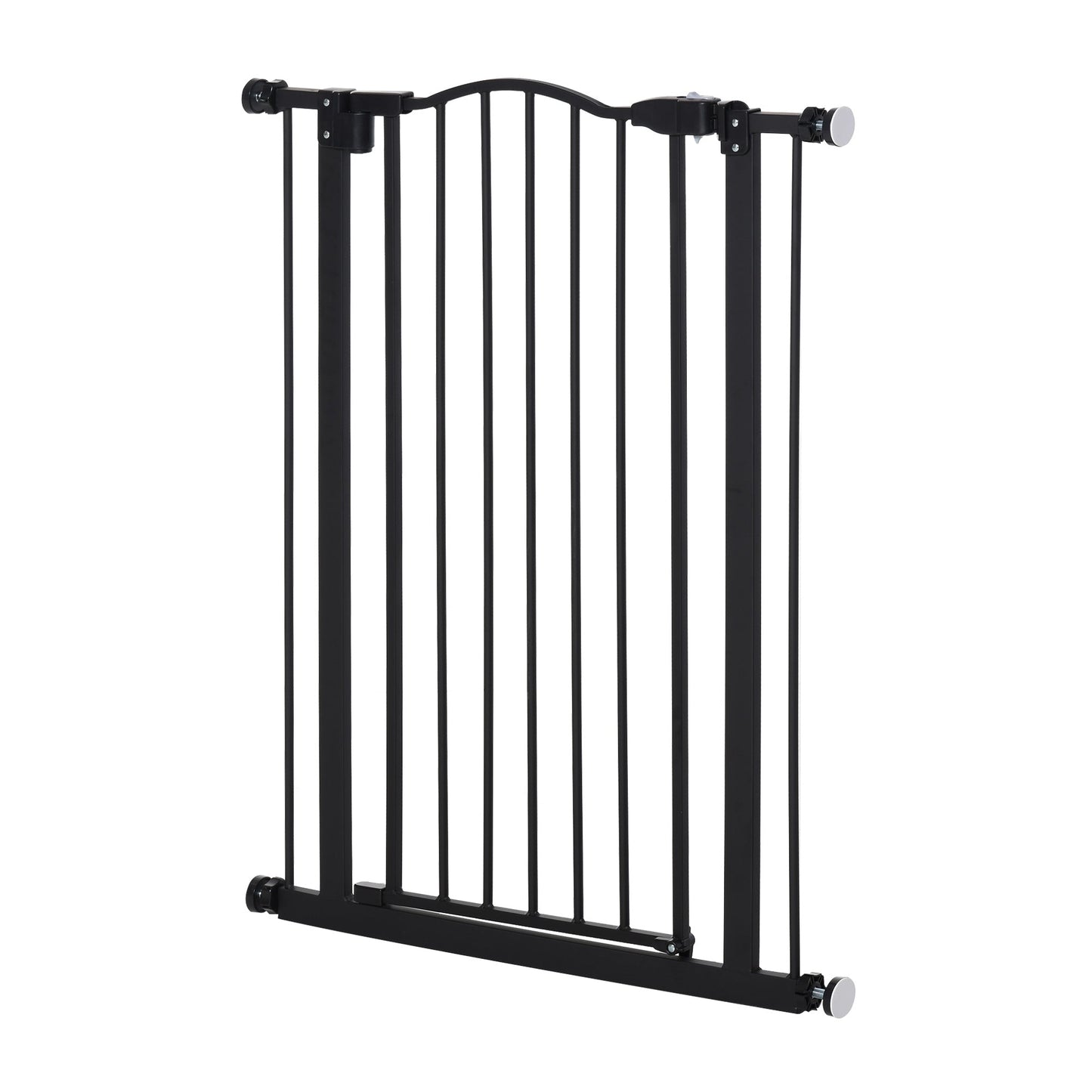 74-84cm Adjustable Metal Pet Gate Safety Barrier w/ Auto-Close Door Black