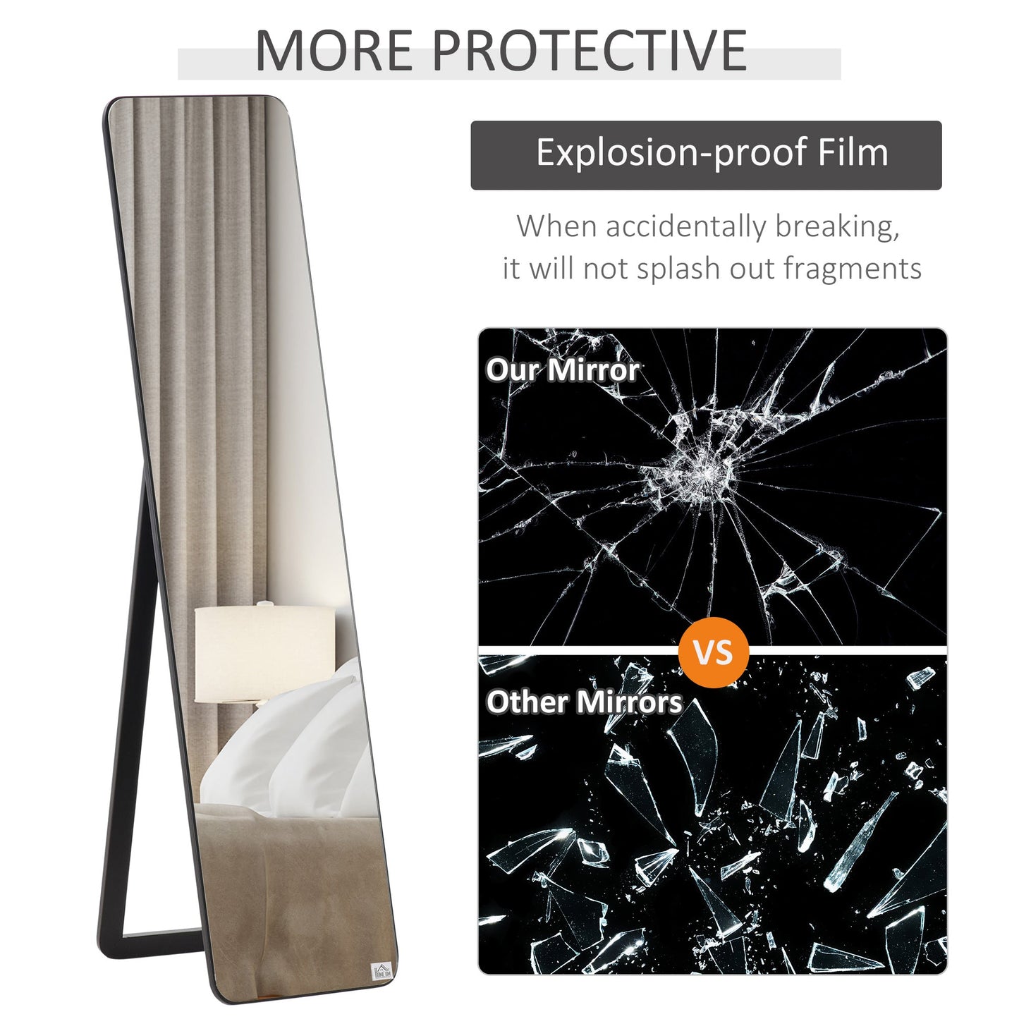 Full Length Mirror Floor Standing or Wall Mount Dressing Mirror Bedroom Black