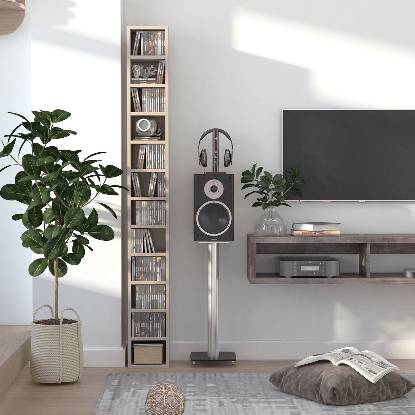 12-tier Media Storage Cabinet 204 CDs Shelf Tower Multimedia Organizer Rack Stand Bookcase Display Unit