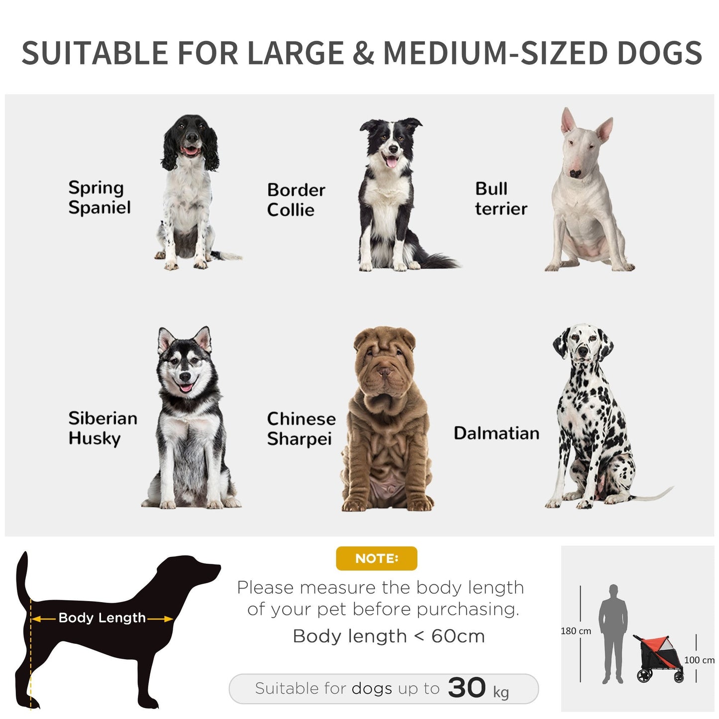 Pet Stroller with Universal Front Wheels, Shock Absorber, One Click Foldable Dog Cat Carriage with Brakes, Storage Bags, Mesh Window, Safety Leash for Large & Medium-sized Dogs, Red