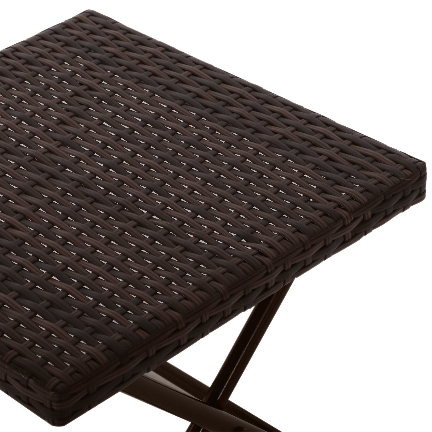 Folding Square Rattan Coffee Table, Steel Frame, 40Lx40Wx40H cm-Brown
