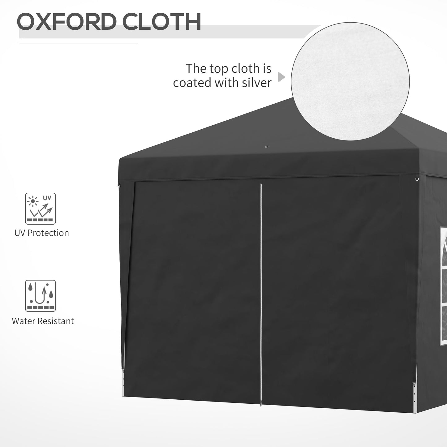 3 x 3m Pop-Up Outdoor Gazebo, with Removable Walls - Black