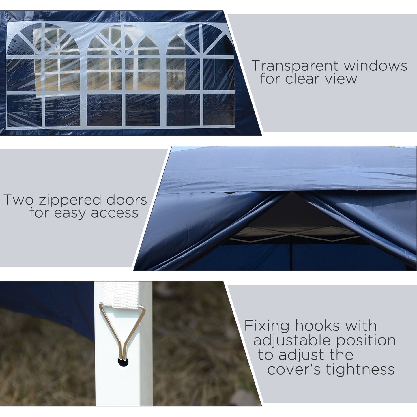 3 x 3m Pop-Up Outdoor Gazebo, with Removable Walls - Blue