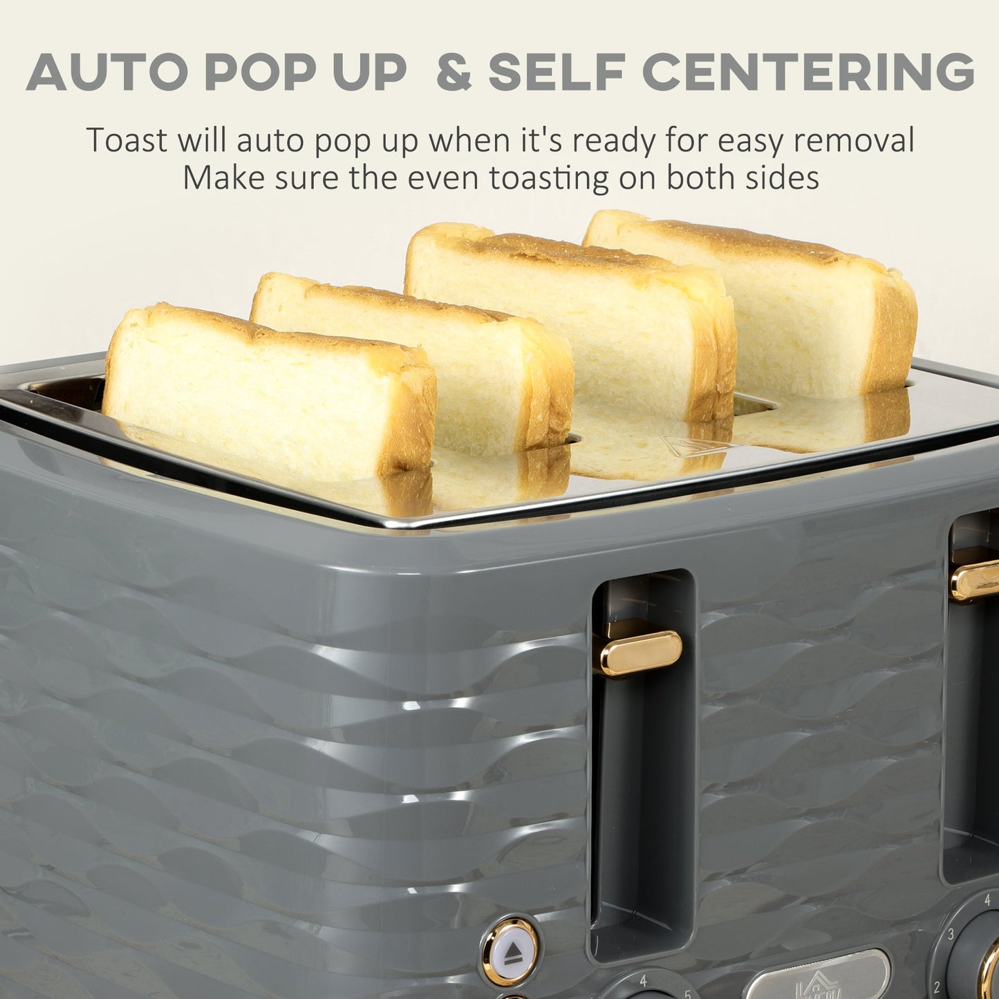 Kettle and Toaster Sets, 1600W 1.7L Rapid Boil Kettle & 4 Slice Toaster W/7 Browning Controls, Defrost, Reheat and Crumb Tray, Otter thermostat, Grey