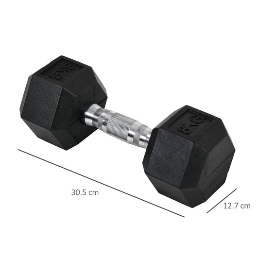 Rubber Dumbbell Sports Hex Weights Sets Home Gym Fitness Hexagonal Dumbbells Kit Weight Lifting Exercise (2 x 8kg) 2x8kg Ergo Workout Pair