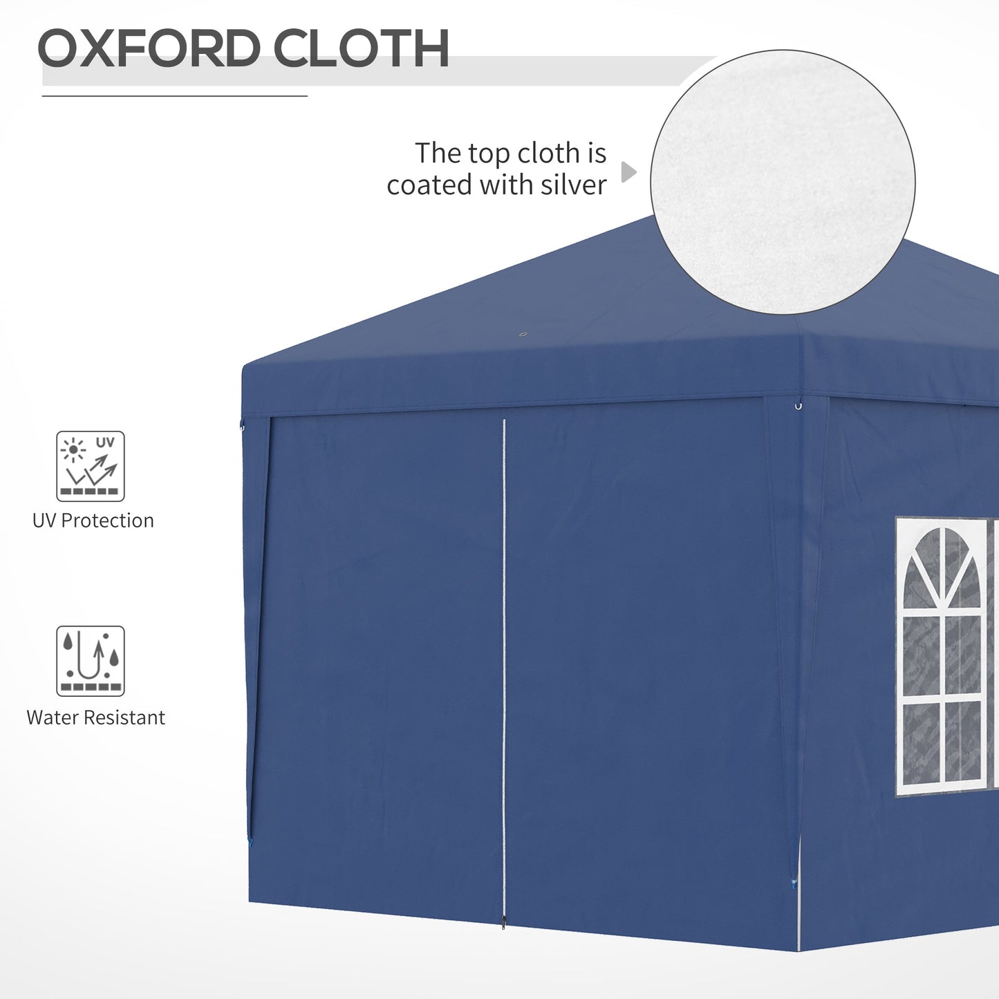 3 x 3m Pop-Up Outdoor Gazebo, with Removable Walls - Blue