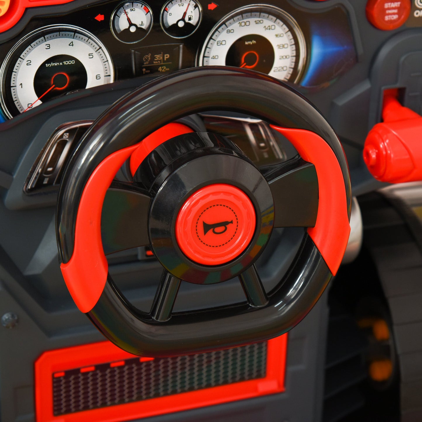 Kids Truck Engine Toy Set, Toddler Edu Car Service Station Playset, Workshop, W/RC Car key, Steering-wheel, Horn, Light, for 3-5 Years Old Red Set Key