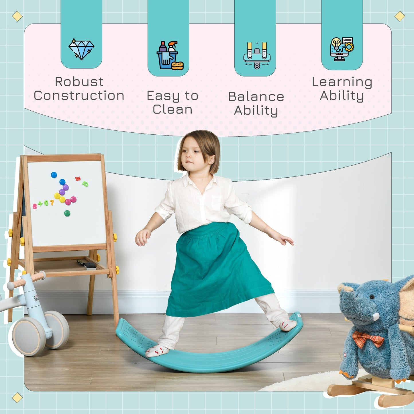 Balance Board, Kids Wobble board, for Ages 3-6 Years - Blue