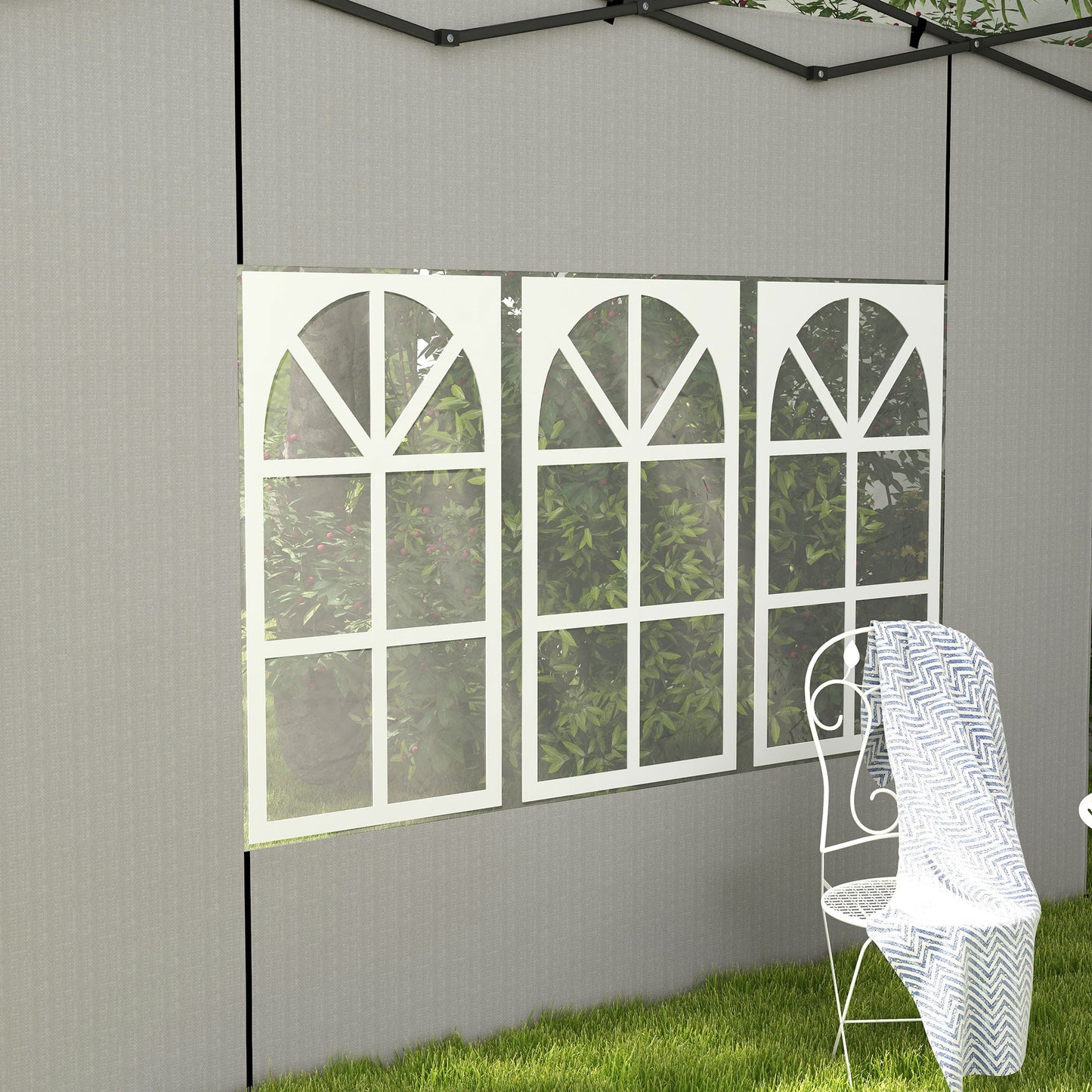 Gazebo Side Panels, Sides Replacement with Window for 3x3(m) or 3x6m Gazebo Canopy, 2 Pack, White