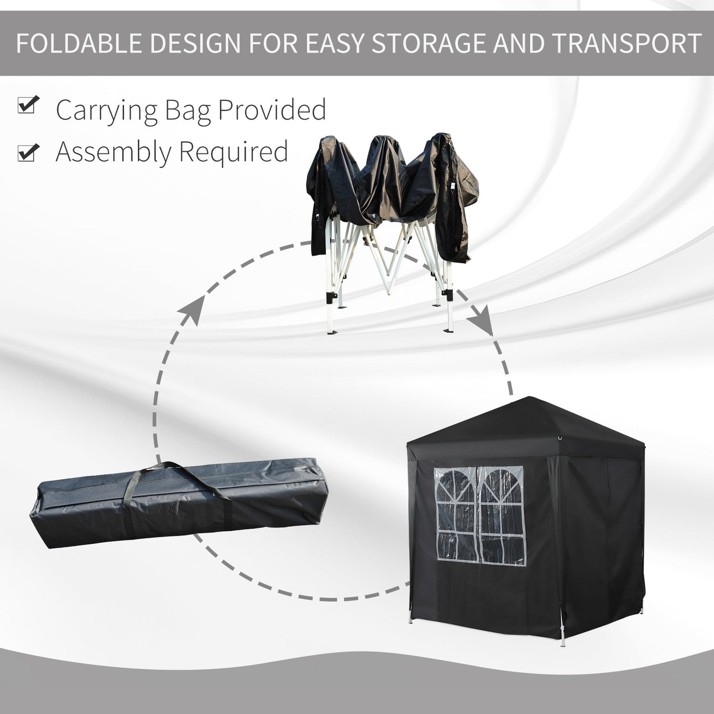 Pop Up Gazebo Canopy, size (2 x 2m)-Black