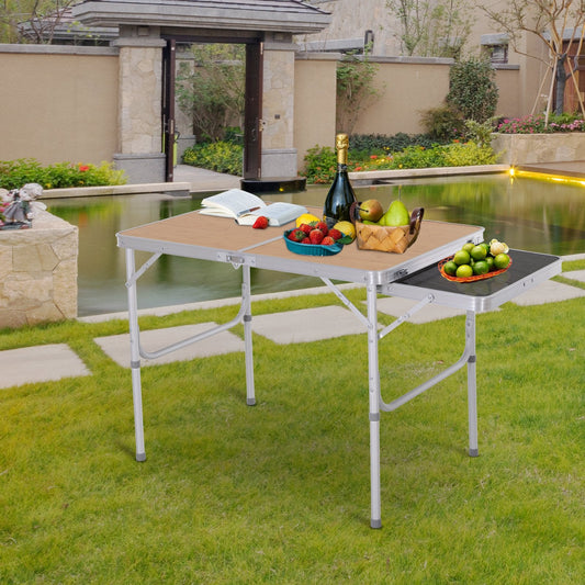 3ft Aluminium MDF-Top Folding Picnic Table Portable Camping Table