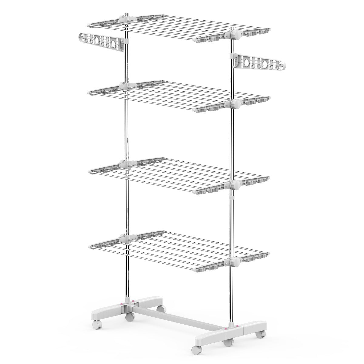 4 Layers Folding Cloth Hanger Stand-White/Silver