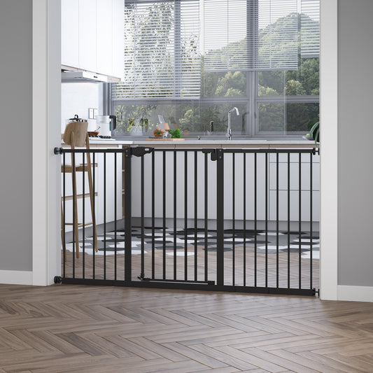 Pet Safety Gate Retractable Divider Home w/ 3 Extensions and Adjustable Screws