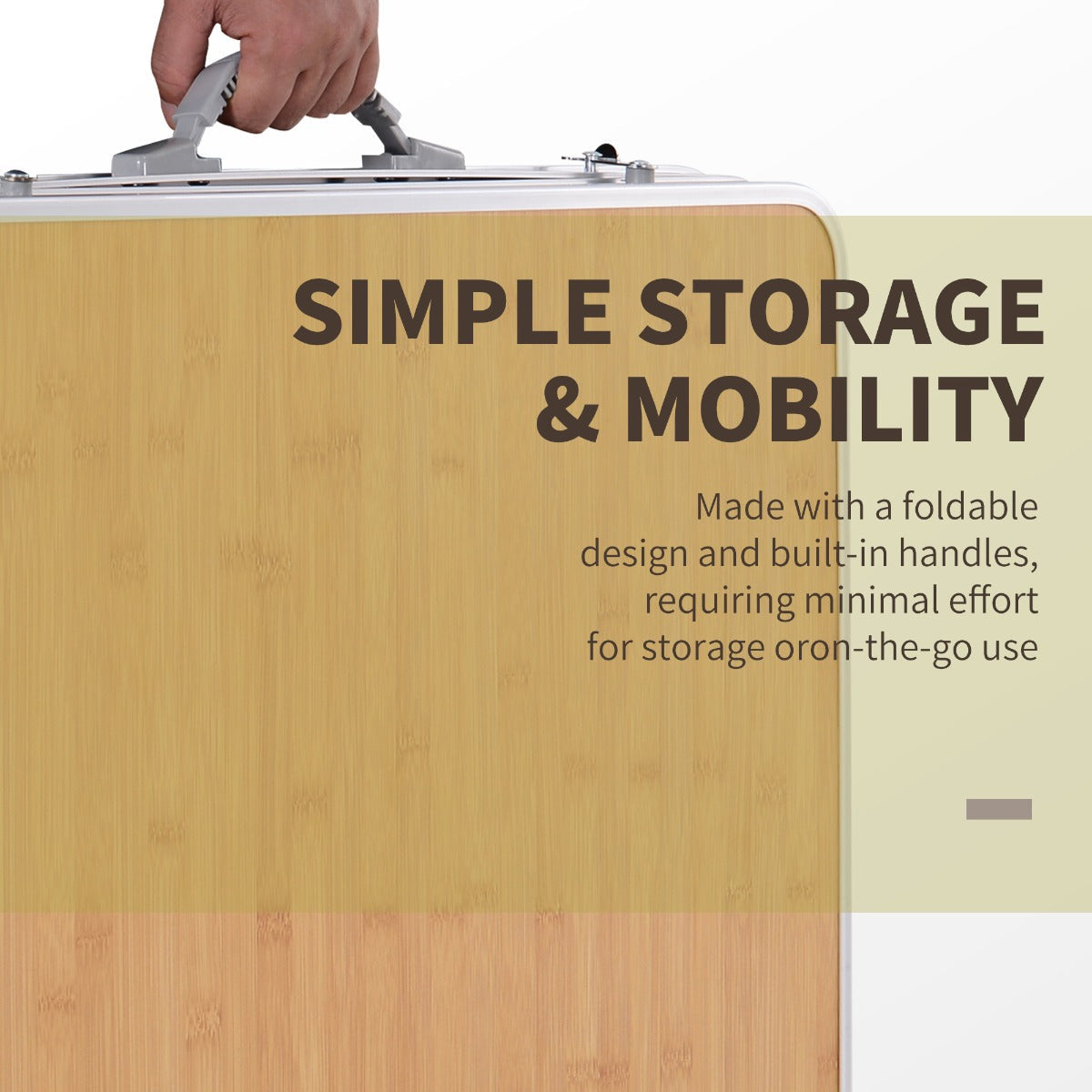 3ft Aluminium MDF-Top Folding Picnic Table Portable Camping Table