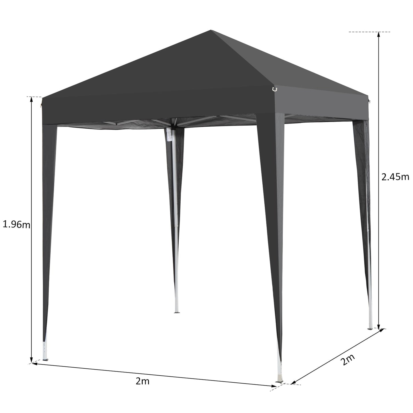 Pop Up Gazebo Canopy, size (2 x 2m)-Black
