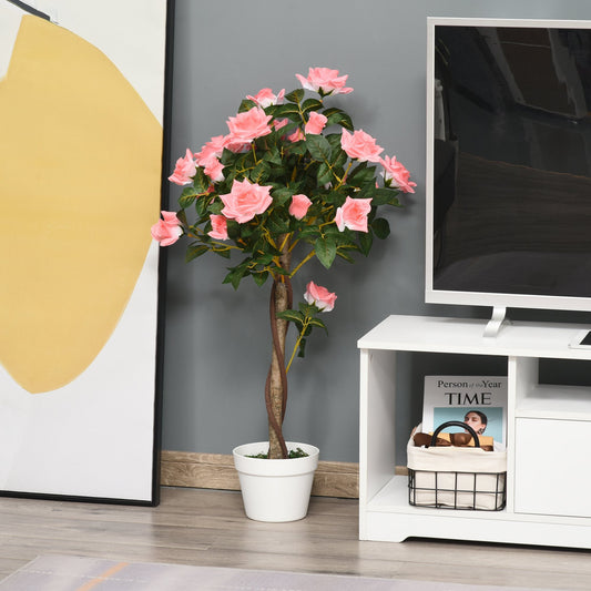 Artificial Camellia Plant Realistic Fake Tree Potted Home Office 90cm Pink