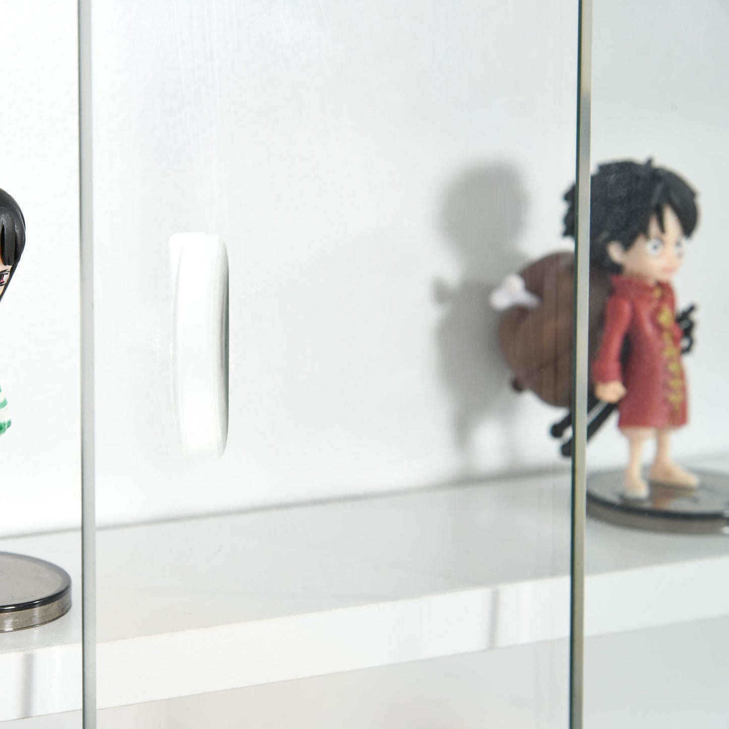 5-Tier Wall Display Shelf Unit Cabinet w/ Adjustable Shelves Glass Doors White