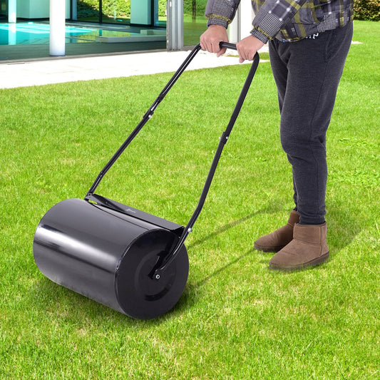 Lawn Roller, Steel, 50Lx32Wx105H cm-Black