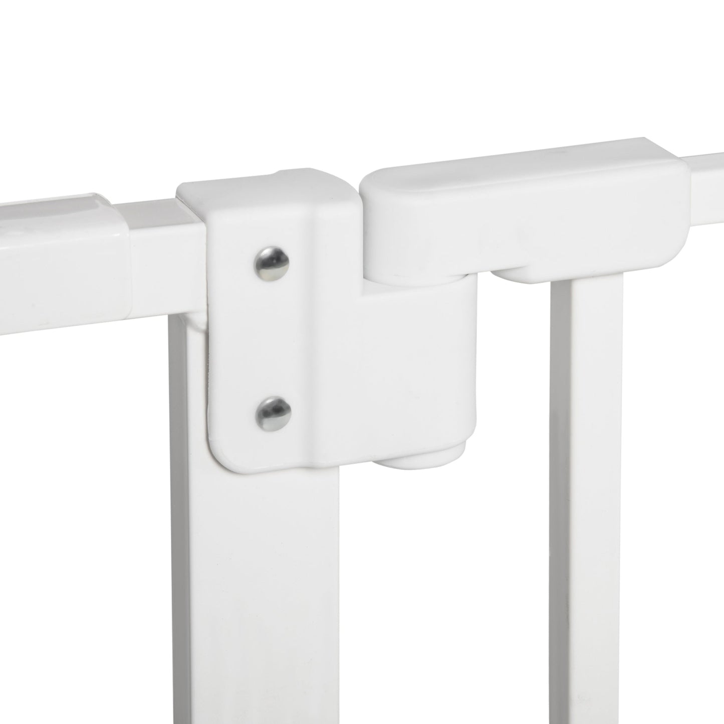 Adjustable Safety Gate Dog Barrier for Doorways, Corridors, Staircases with Three Extensions and Adjustable Screws - White