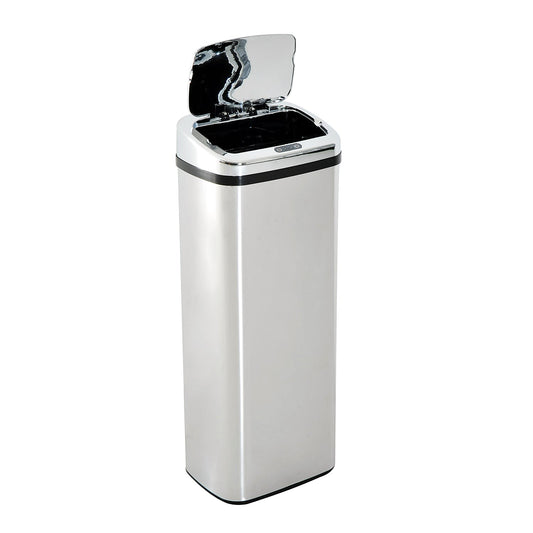 50L Motion Sensor ABS Rubbish Bin Siler/Black