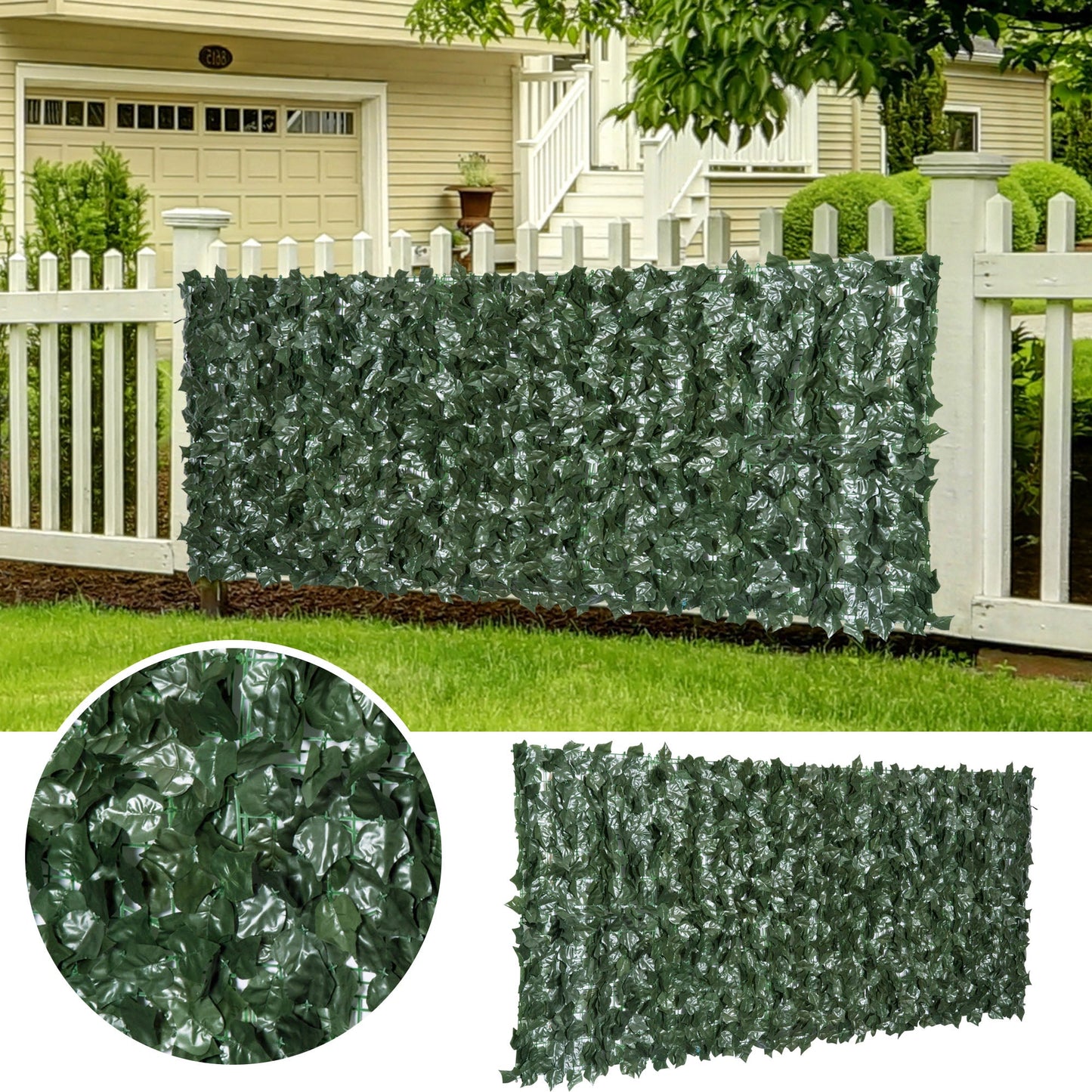 Artificial Leaf Screen Panel, 2.4x1 m-Dark Green