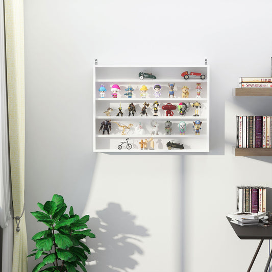 5-Tier Wall Display Shelf Unit Cabinet w/ Adjustable Shelves Glass Doors White