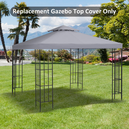3(m) Gazebo Top Cover Double Tier Canopy Replacement Pavilion Roof Light Grey