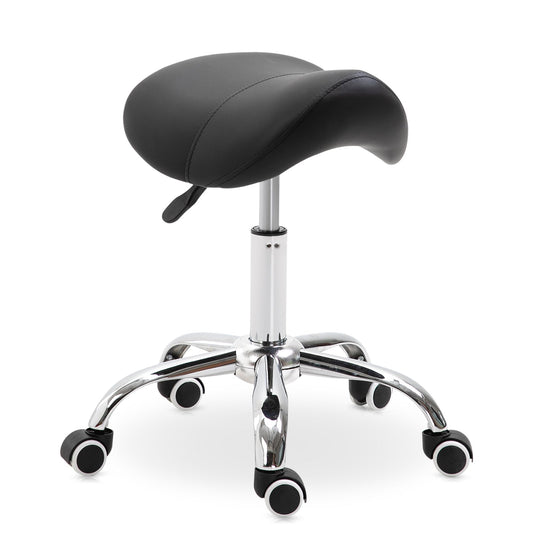 PU Leather Height Adjustable Swivel Salon Stool Black